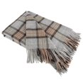 thumbnail image 1 of Organic Club Mackellar 100% Wool Throw Wrap 50x70'' (127x178 cm) Sheep Wool Plaid Throw Blanket with Fringe Wool Blanket for Couch Sofa or Bed, Beige and Gray, 1 of 12