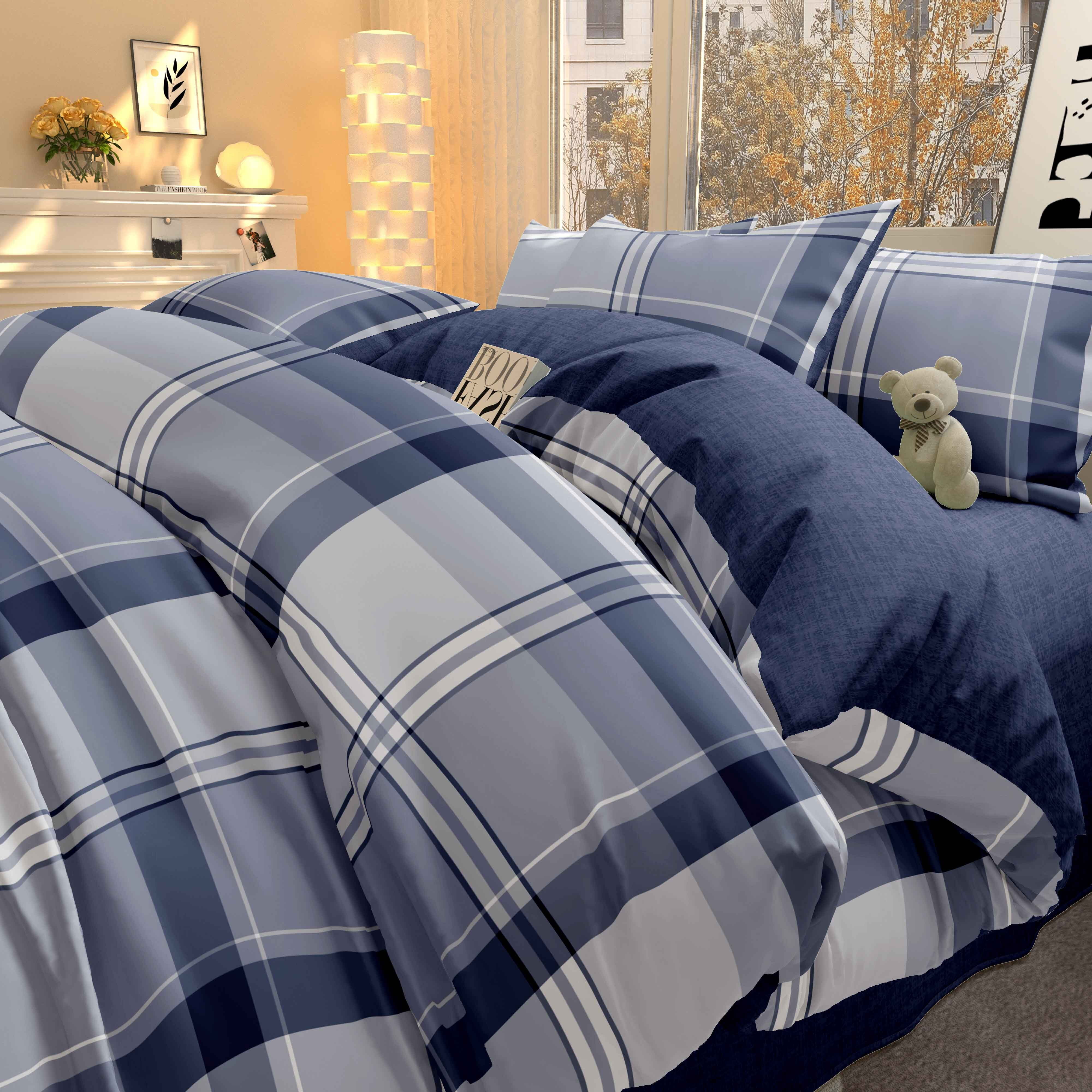 Organic Club Queen Size Blue Dawn Cotton Duvet Cover Set of 3 Comforter Cover with 2 Pillowcases with Envelope Closure 100% Cotton Bedding Set, Machine Washable, Blue