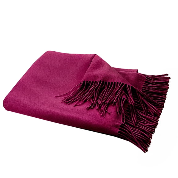 Organic Club Raspberry Sheep Wool Throw Wrap 55x70'' (140x178 cm) Wool Throw Blanket with Fringe for Couch Sofa or Bed