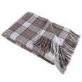 thumbnail image 1 of Organic Club Stewarts 100% Wool Throw Wrap 50x70'' (127x178 cm) Sheep Wool Plaid Throw Blanket with Fringe Wool Blanket for Couch Sofa or Bed, White and Gray, 1 of 8