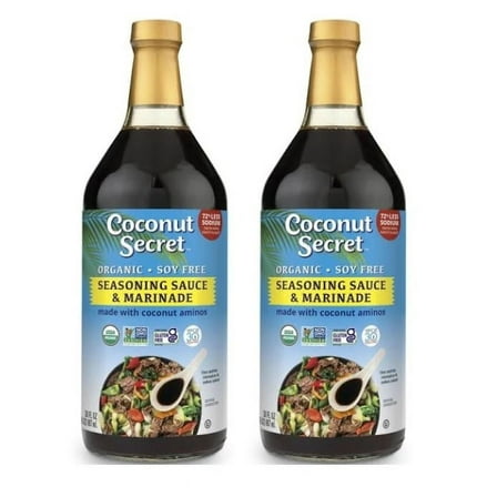 Organic Coconut Aminos Seasoning Sauce & Marinade, 2 Glass Bottles NT.WT 32 Fl.Oz, (887mL)