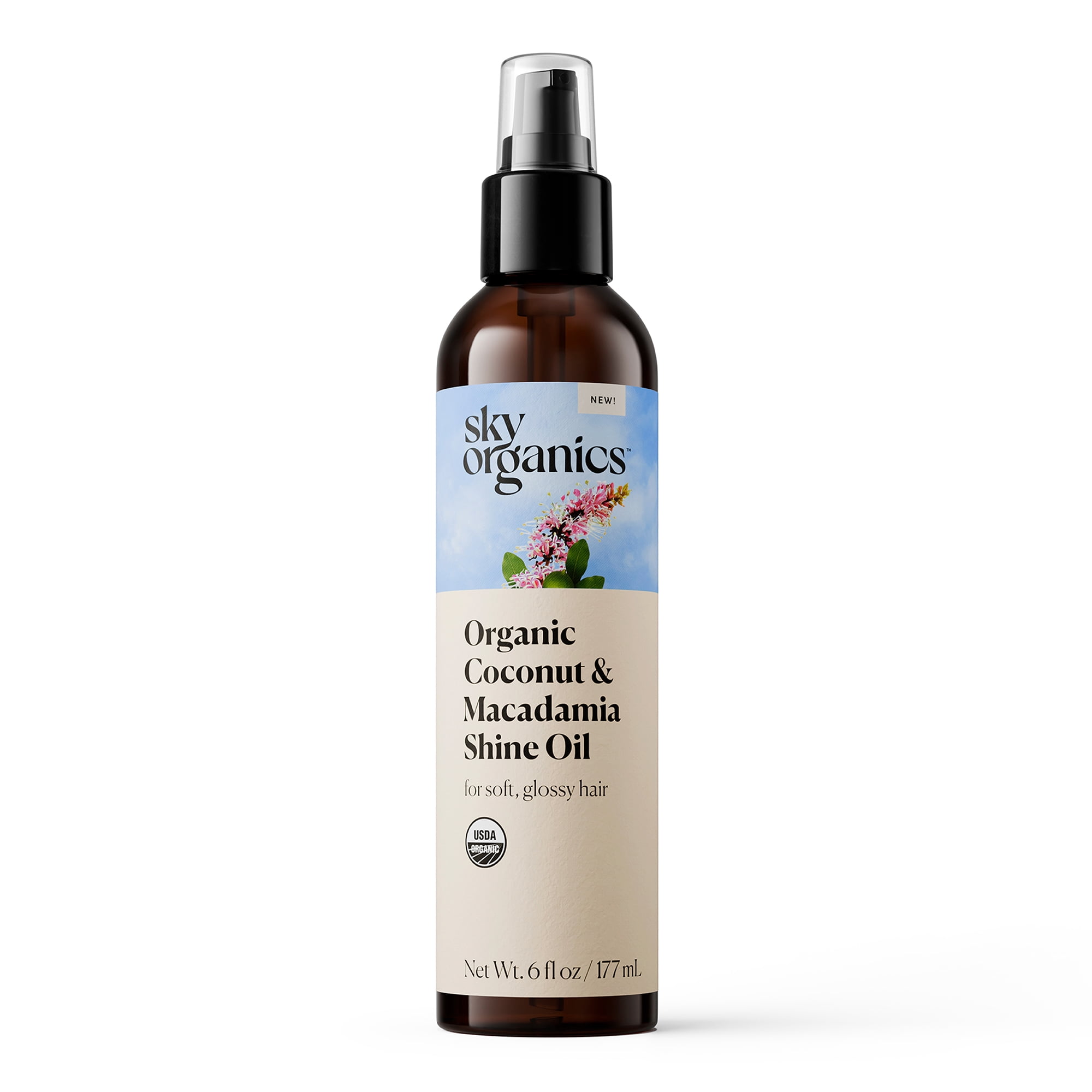 Sky Organics Organic Coconut and Macadamia Hair Shine Oil, 6 fl oz