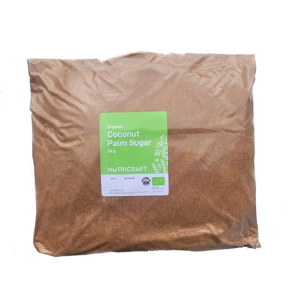 Organic Coconut Palm Sugar by NutriCraft (5kg), Baking and Cooking Ingredient, Brown and White Sugar Alternative, Natural, Low GI, Vegan