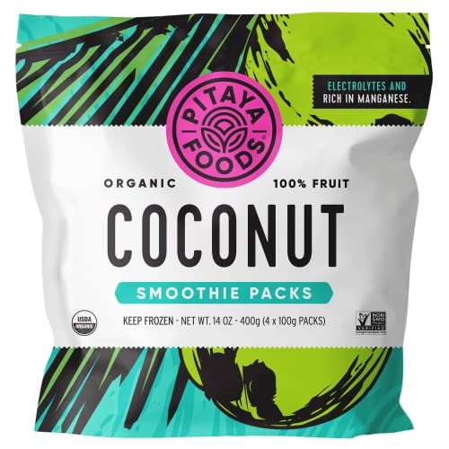 Organic Coconut Smoothie Packs, PrePackaged Frozen Fruit Purée, No