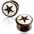 thumbnail image 1 of Organic Coconut Wood Shell Full All Star Double Flared Saddle Ear Plugs, Pair, 1 of 1