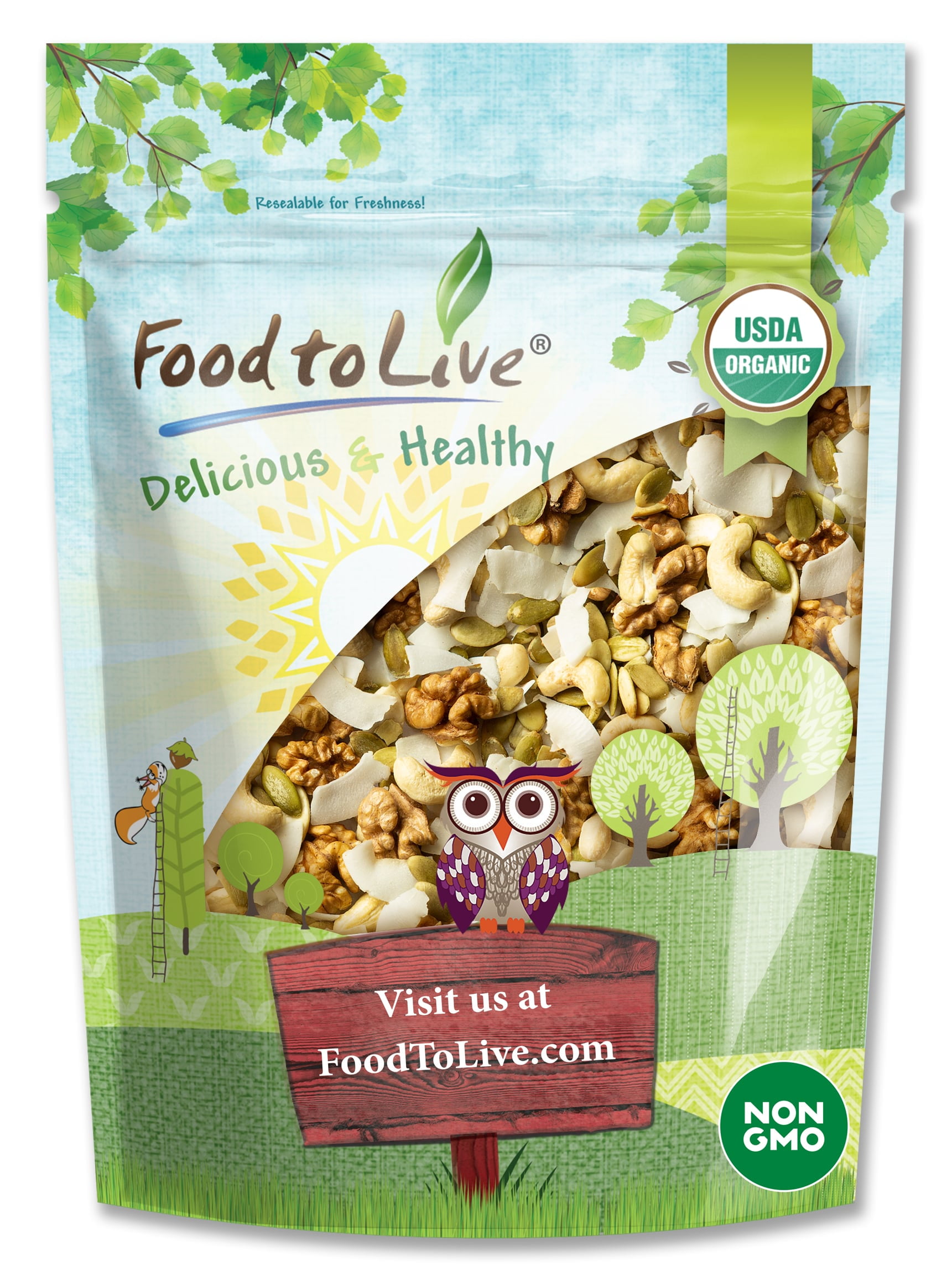 Organic Coconut and Friends Trail Mix, 2 Pounds — Non-GMO, Raw, Vegan, Kosher — by Food to Live