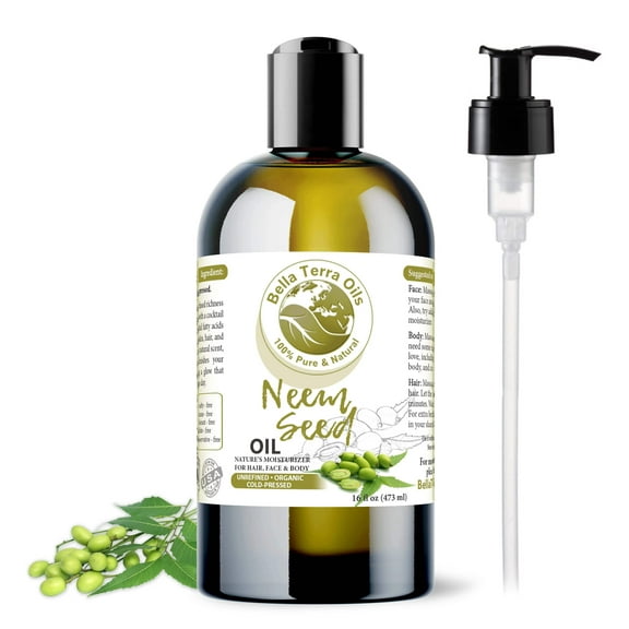 Organic Cold-Pressed Neem Seed Oil 100% Pure Skin Hair Treatment Moisturizer