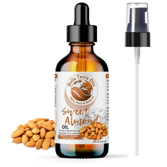 Organic Cold-Pressed Sweet Almond Oil 100% Pure Skin Hair Massage Oil