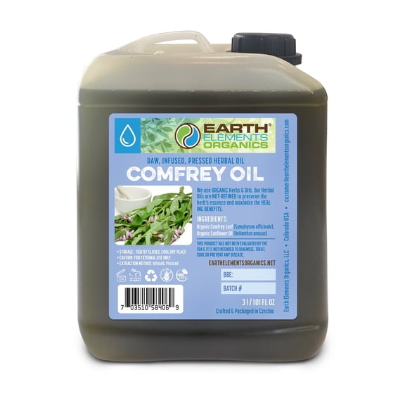 Earth Elements Organics Handmade Nourishing Organic Comfrey Body Oil Unscented 101 fl.oz.