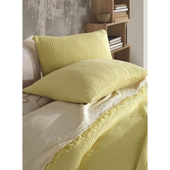 Organic Cotton 100% ,Set of 2 Pieces of 4-Layer Muslin Pillowcase, Breathable Ultra Soft Gauze Pillowcase,Lightweight and Pre-Washed Queen Size Pillowcase