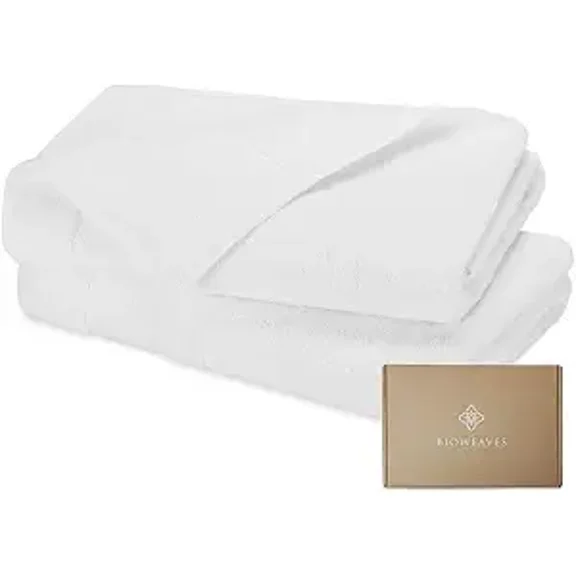 Organic Cotton Bath Sheet Set of 2 Soft Oversized 700 GSM Towels GOTS Certified White