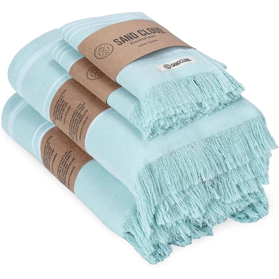 Organic Cotton Bath Towel Bundle Set of 4 Classic Seaglass Color 2 Bath Towels 36 x 67 Inches 2 Hand Towels 18 x 30 Inches