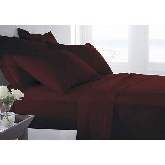 Organic Cotton Bed Sheets Set - 1000TC Cal-King Size Ultra Wine - 4 Piece Bedding - 100% Extra Long Staple, Soft Sateen Weave Bedsheets - Fits 15" Deep Pocket Mattress