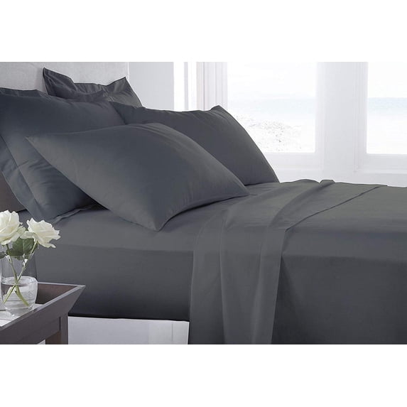 Organic Cotton Bed Sheets Set - 1000TC Split Cal King Size Ultra Grey - 5 Piece Bedding - 100% Extra Long Staple, Soft Sateen Weave Bedsheets - Fits 18" Deep Pocket Mattress