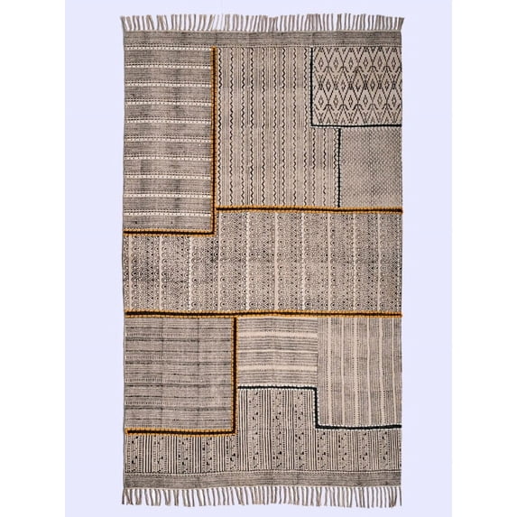 Organic Cotton Bohemian Hand Block Print Area Rug Home Decor Patio Carpet Area Rug Indoor/Outdoor Cotton Dhurrie 5x8/9x9/4x20 feet Runner