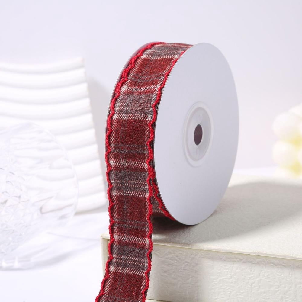 Organic Cotton Checkered Ribbon With Scalloped Lace Edge, Decorative ...