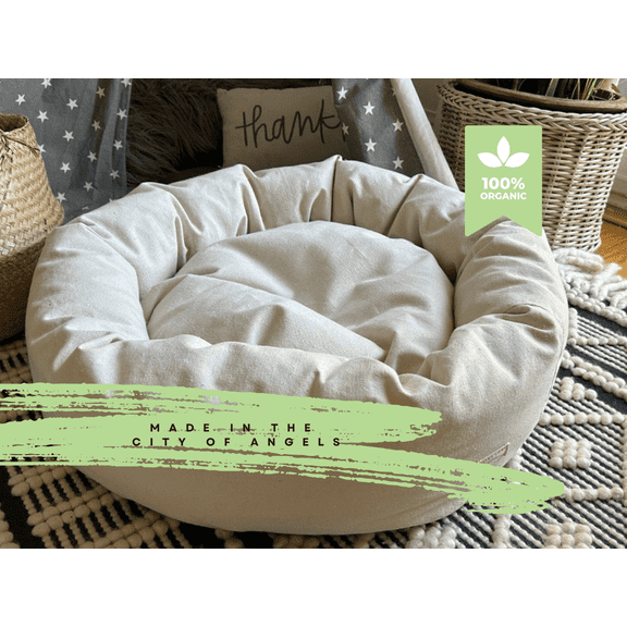 Organic Cotton Dog Bed With Removable Covers Non Toxic Dog Bed Gift For Dog Lovers Eco Friendly Dog Bed Donut Shape Medium Size 28" x 8" Cat Bed Gift For Pet