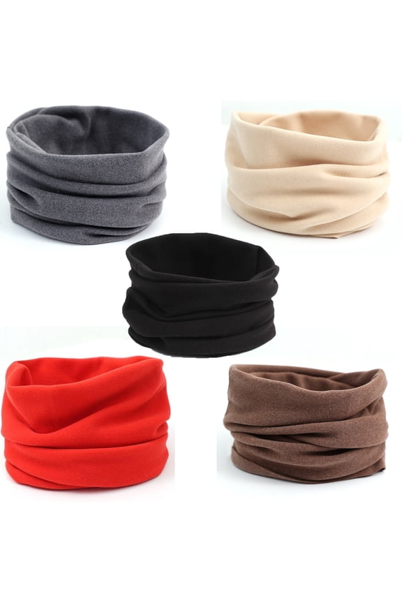Organic Cotton Headband Gaiter - Turban Neck Warmer Tube Face Cover Mask-5Pack