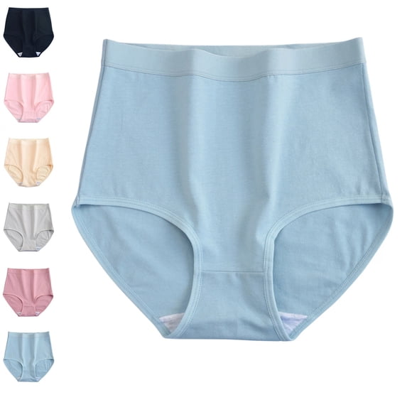 Organic Cotton High Waisted Absorbent Period Underwear for Women High Flow Menstrual Underwear 2025 Light Blue M