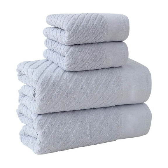 Organic Cotton Jacquard Bath Towel Sets - Extra Absorbent Quick Dry and Plush, 2 Large Bath Towels, 2 Hand Towels,27.6x55.1in,13.4x28.7in(White)