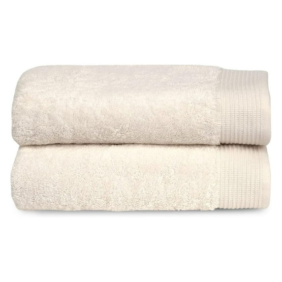Organic Cotton Luxury Towels, Soft Absorbent 100% Organic Turkish Cotton, Ivory, 2 Bath Towels