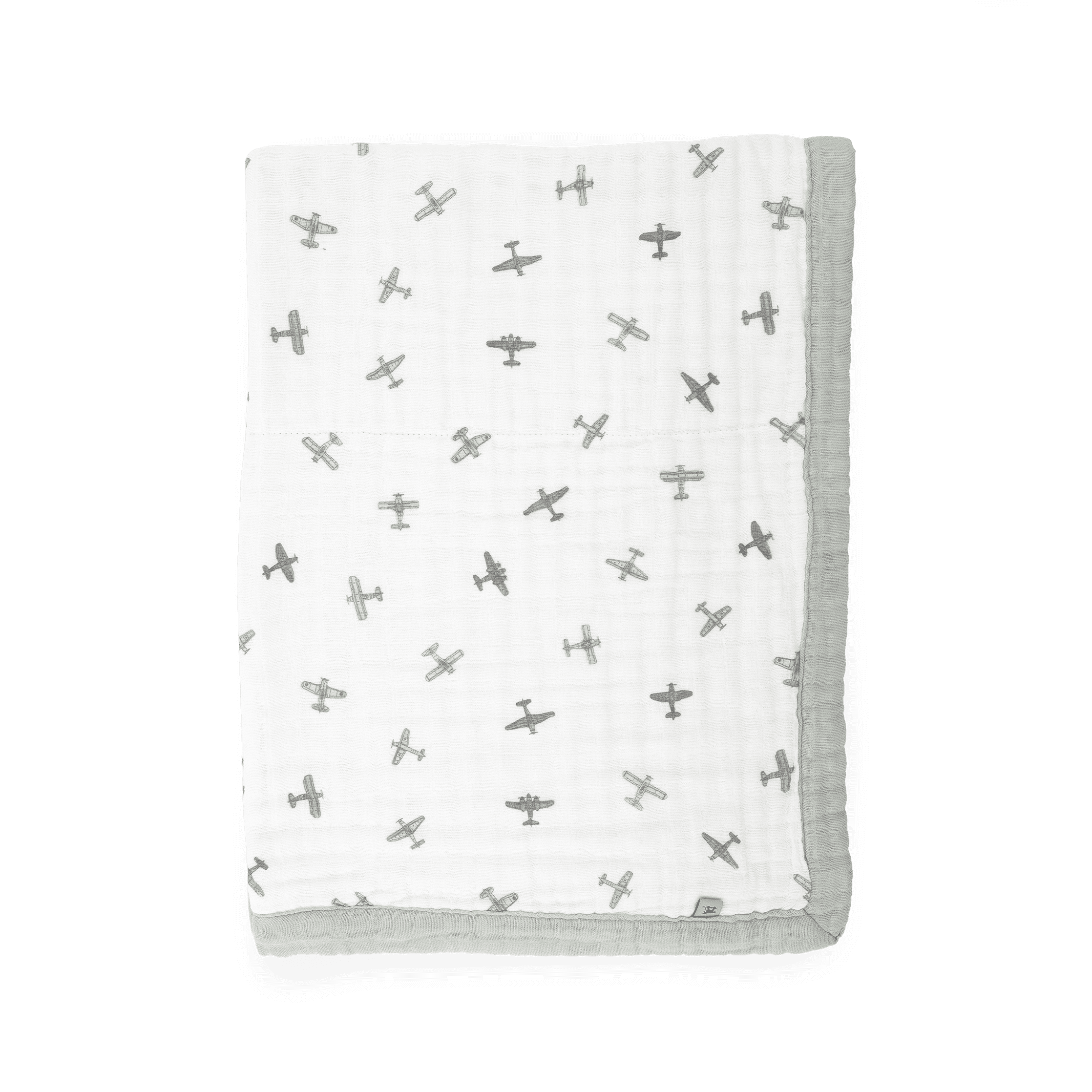 Little Unicorn Organic Cotton Muslin Baby Quilt- Pewter Planes