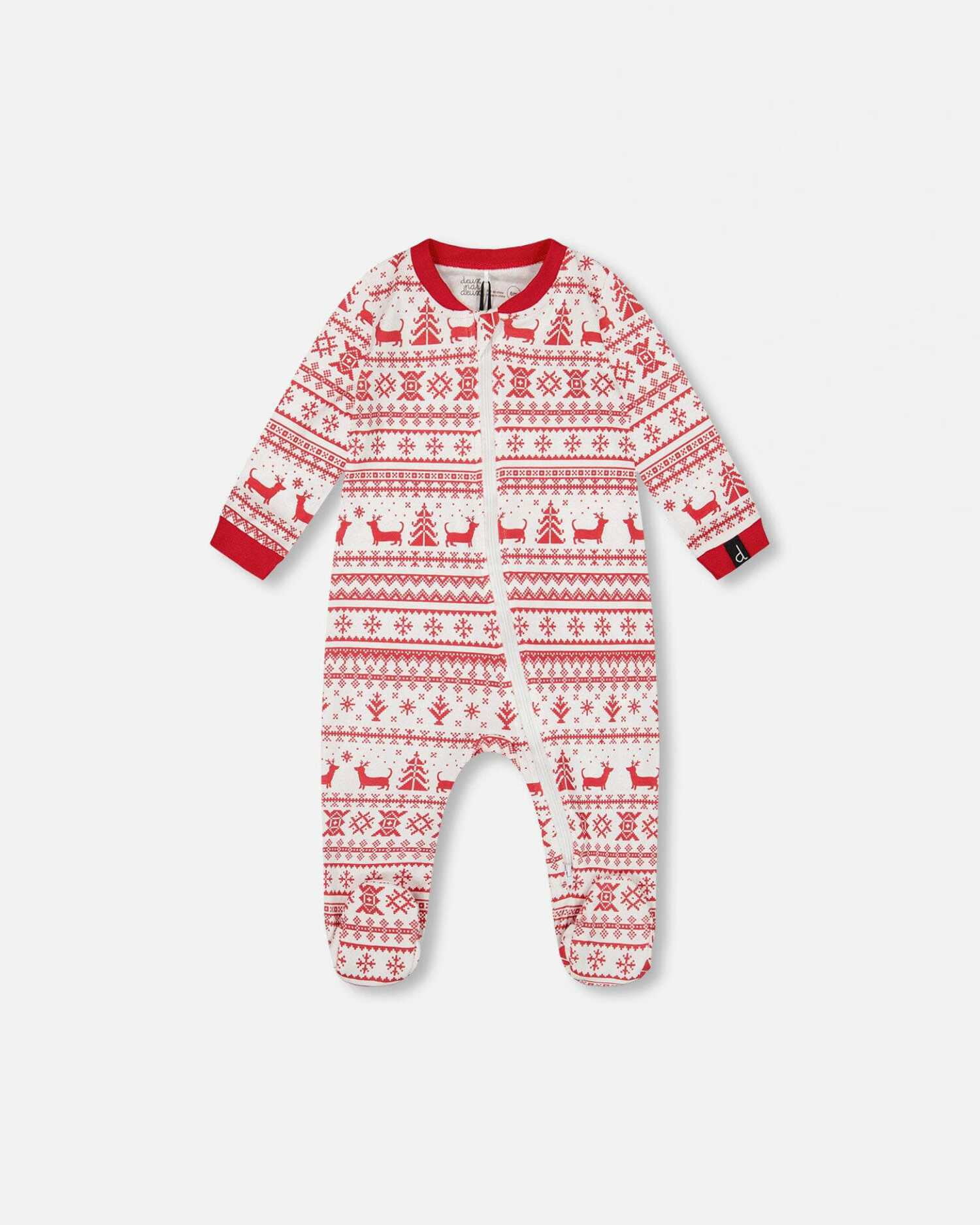 Organic Cotton Baby One-Piece Pajamas Red And White Fairisle - Walmart.com