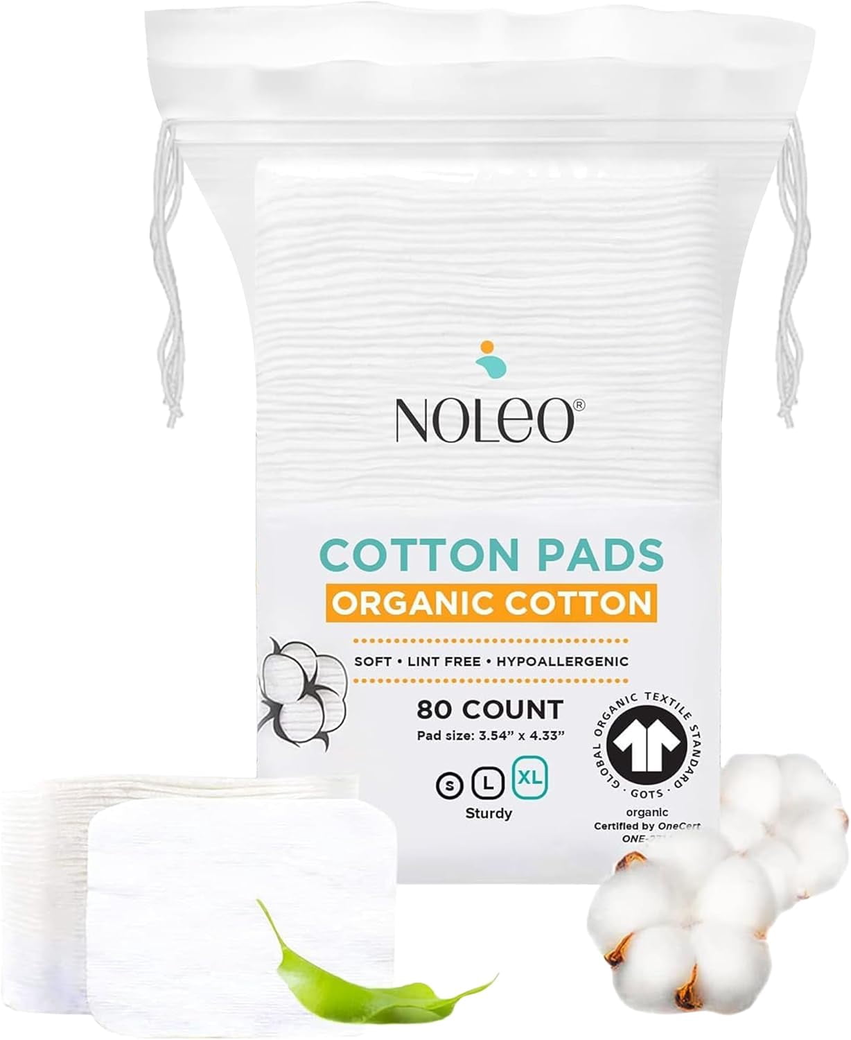 Organic Cotton Pads, XL Extra-Large Pressed & Lint-Free Rounds, 3.54