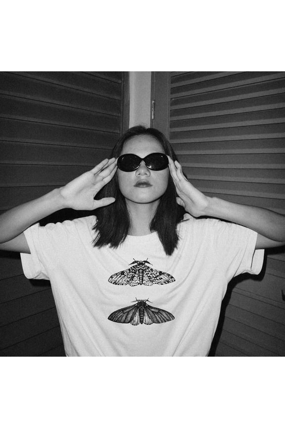 Organic Cotton Peppered Moth T-Shirt, Grunge Goblincore Tee