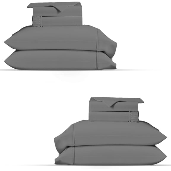 Organic Cotton Percale Sheet Set Queen Size Pack of 2 8 Piece 16 Inch Deep Pocket Dark Grey GOTS Certified