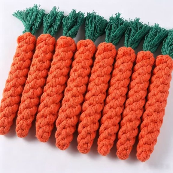 Organic Cotton Rope Carrot Dog Toy - Durable Tug Knot for Dental Health & Interactive Play