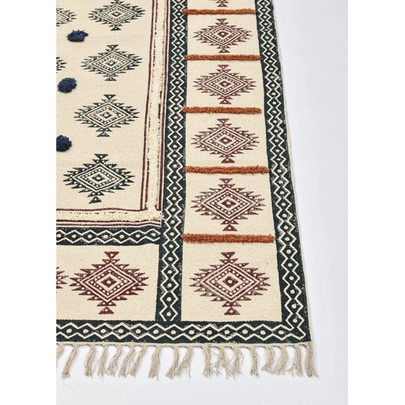 Organic Cotton Rug, Block Printed Rug, Cotton Area Rug, Christmas Gift, Rugs For Living Room, Hallway Room Rug 4X6Feet