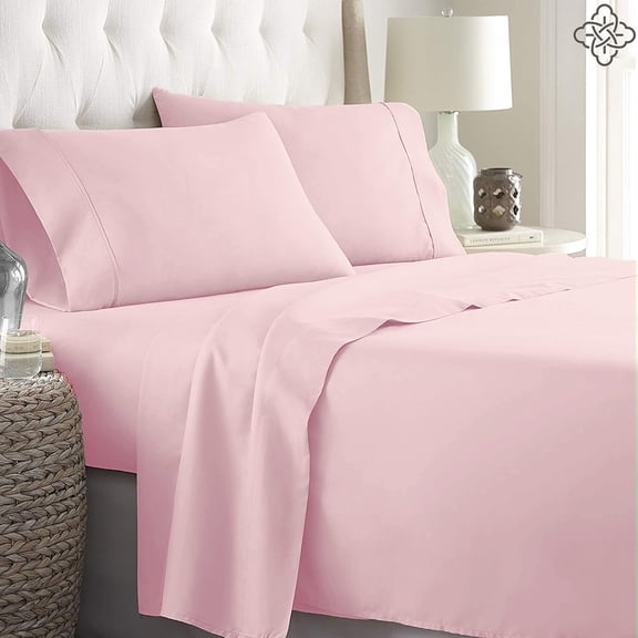 Organic Cotton Sheets, 300 Thread Count 4-Piece GOTS Certified Bed Sheet Set Fits Mattress Upto 17" Deep Pocket, Soft & Silky Sateen Weave (King, Blush Pink)