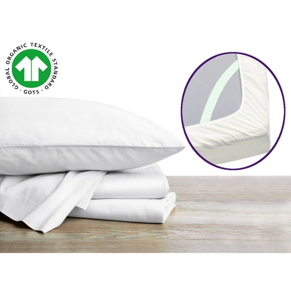 Organic Cotton Sheets with Corner Straps, Sheets for Adjustable Beds, White