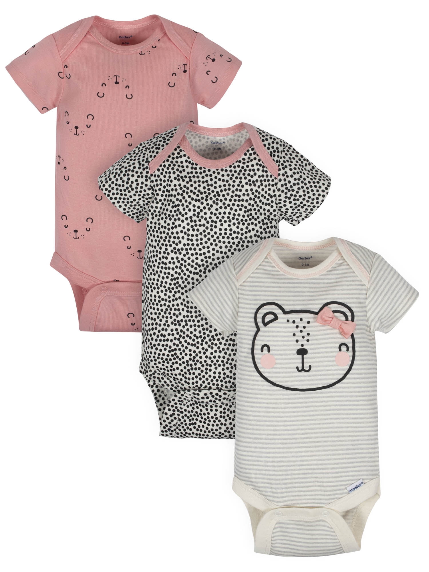 Organic Cotton Short Sleeve Onesies Bodysuits, 3Pk (Baby Girl)