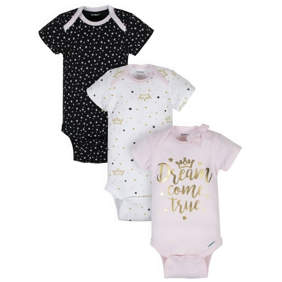Organic Cotton Short Sleeve Onesies Bodysuits, 3pk (Baby Girl)