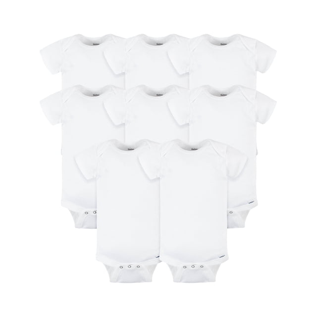 Gerber 8 pack cotton onesies unisex white short sleeve bodysuits