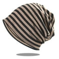 thumbnail image 1 of Organic Cotton Slouchy Beanie - Womens Chemo Hat Japanese Mens Hipster Cap - Baggy Sleep Cap - Gray Stripe, 1 of 5