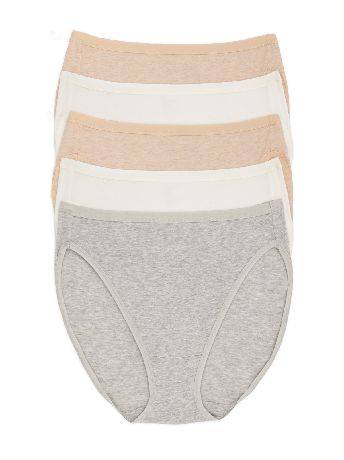 Organic Cotton Stretch Hi Cut Panty 5-Pack | Felina Women's Underwear  (White Haze, Small)