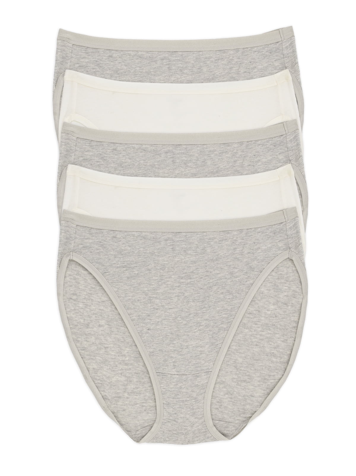 Organic Cotton Stretch Hi Cut Panty 5-Pack  Felina Women's Underwear  (White Haze, Small) 