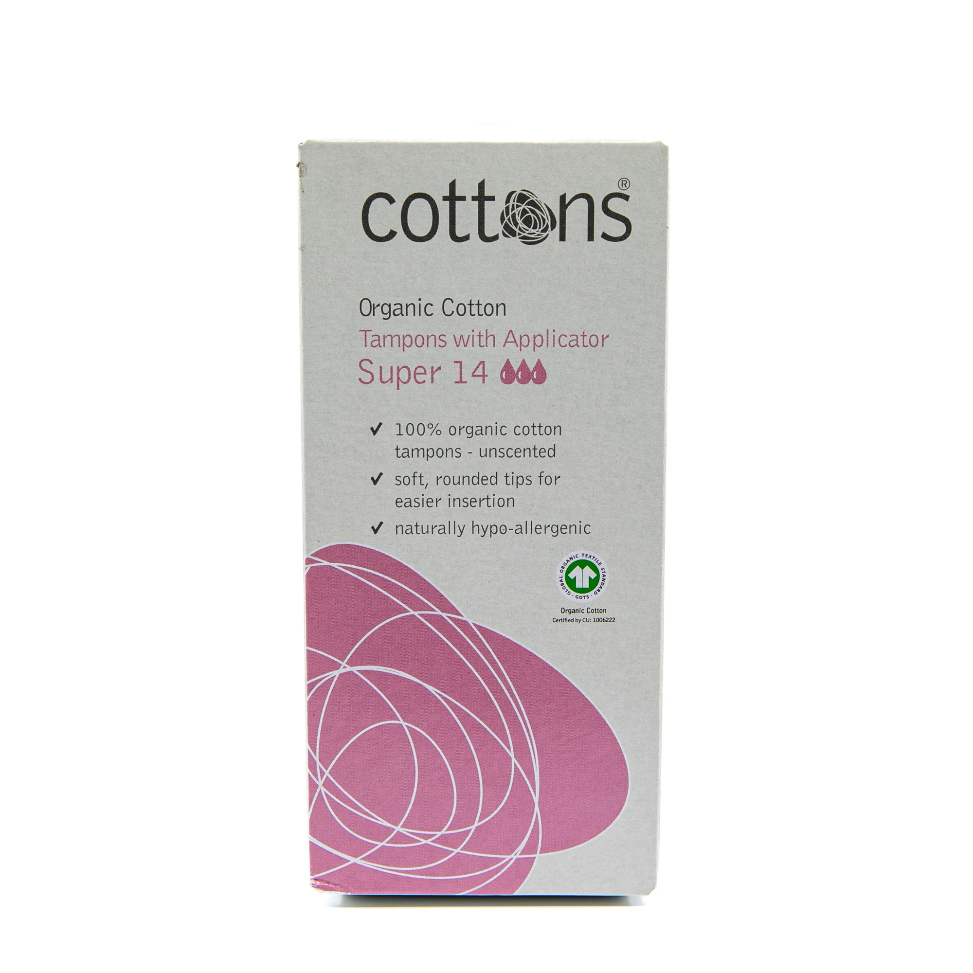 Organic Cotton Tampons with Cardboard Applicator Super Absorbent 56Individually Wrapped