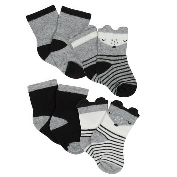 Organic Cotton Terry White Wiggle Proof Socks, 4Pk (Baby Boy)
