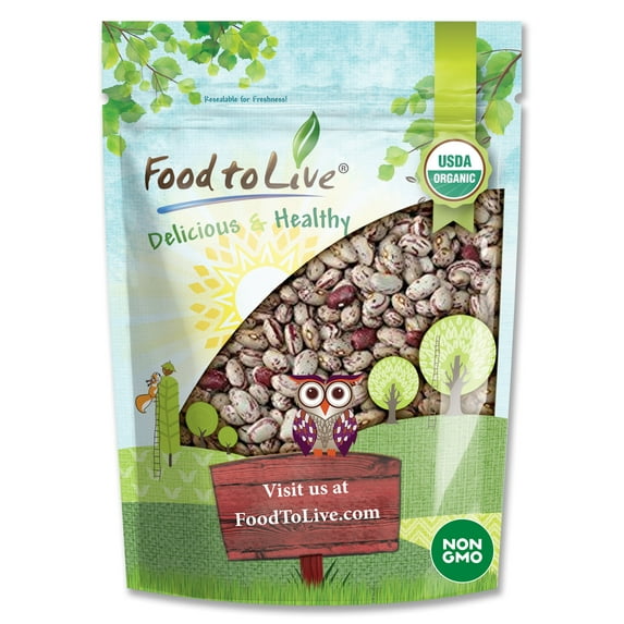Organic Cranberry Beans, 1 Pound — Non-GMO, Sproutable, Kosher, Raw, Vegan — by Food to Live