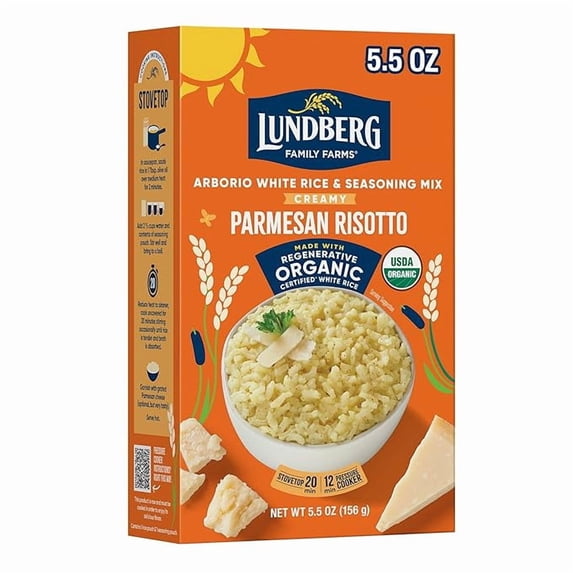 Organic Creamy Parmesan Risotto Seasoned Rice - Regenerative Organic Certified Arborio Rice & Seasoning Mix, Gluten Free, 5.5 Ounce Box