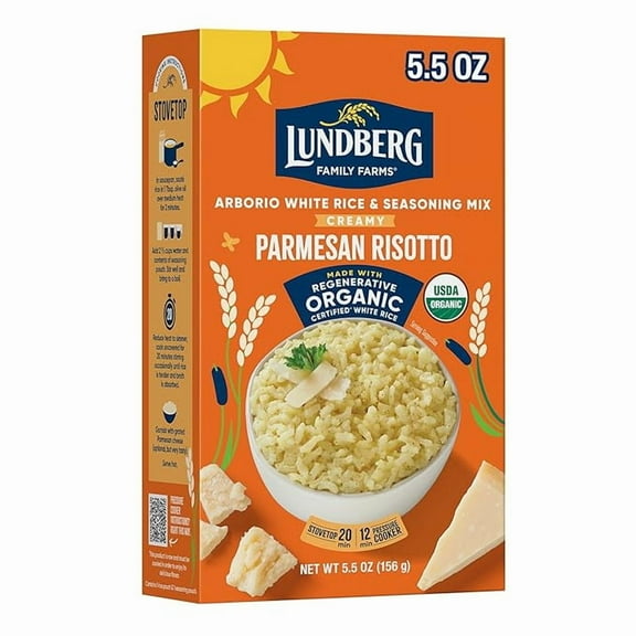 Organic Creamy Parmesan Risotto Seasoned Rice - Regenerative Organic Certified Arborio Rice & Seasoning Mix, Gluten Free, 5.5 Ounce Box