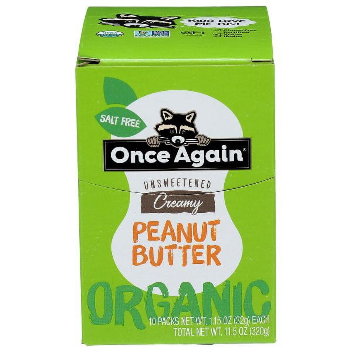Once Again Organic 10 Pack Unsweetened Creamy Peanut Butter 10 ea