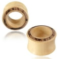 thumbnail image 1 of Organic Crocodile Wood Arang Wood Inlay Double Flared Saddle Ear Tunnels, Pair, 1 of 1