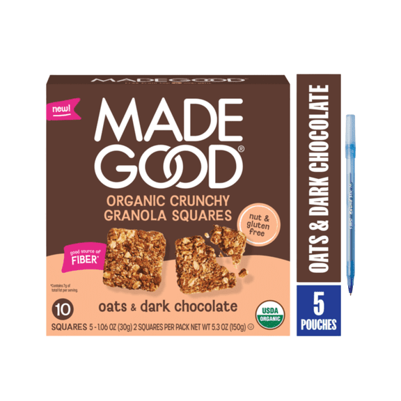 Organic Crunchy Granola Squares Oats & Dark Chocolate 5ct 0.85 oz 5