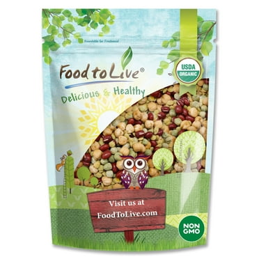 Organic Crunchy Mix of Sprouting Beans, 1 Pound — Non-GMO, Kosher, Raw, Vegan, Sproutable — by Food to Live