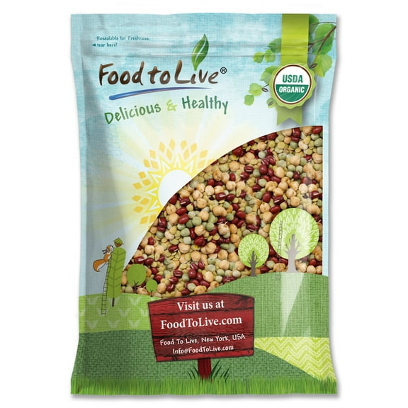 Organic Crunchy Mix of Sprouting Beans, 10 Pounds Non-GMO, Kosher, Raw, Vegan, Sproutable by Food to Live